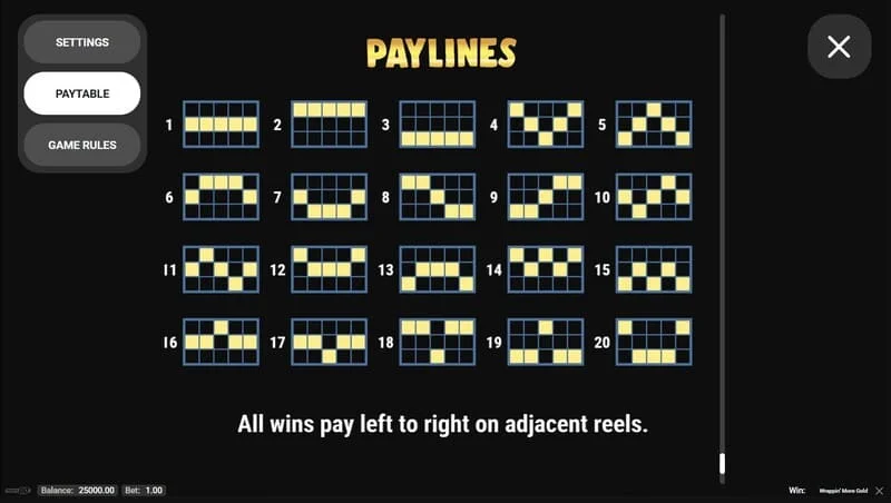 Wrappin' More Gold - grille avec des lignes de paiement actives